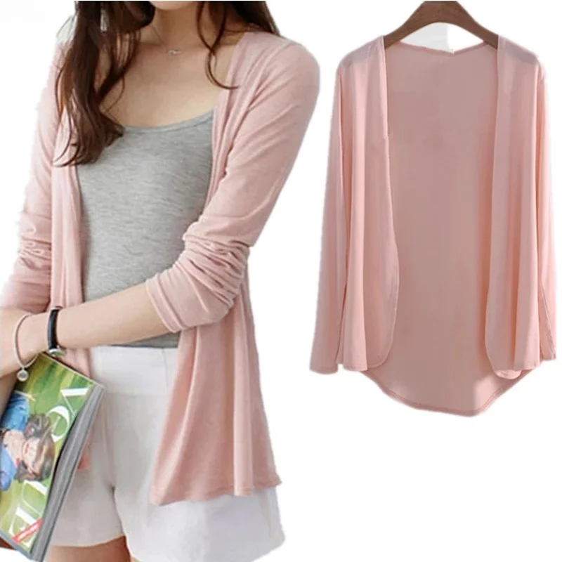 

Women Cardigan Summer Autumn Thin Knitted Long Sleeve Cardigans Female Casual Loose Sweater Coat Jacket