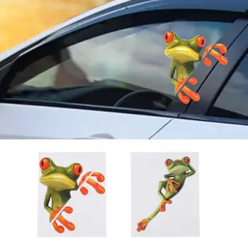 Universal Car Stereo 3D Car Stereo Frog Sticker Funny Cute Green Decal Car-styling Automobile Window Decoration Accessories 1