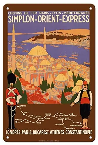 

Простой Восток-экспресс-доставка-Лондон в Константинополь-Париж-Лион-металлический жестяной знак