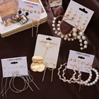 Женские богемные серьги FNIO, набор больших геометрических металлических сережек-подвесок золотого цвета, жемчужные серьги-кисточки, модные ювелирные украшения, 2020