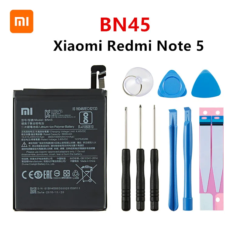 Оригинальный аккумулятор Xiaomi BN45 100% мАч для Redmi Note 5 Note5 сменные батареи и