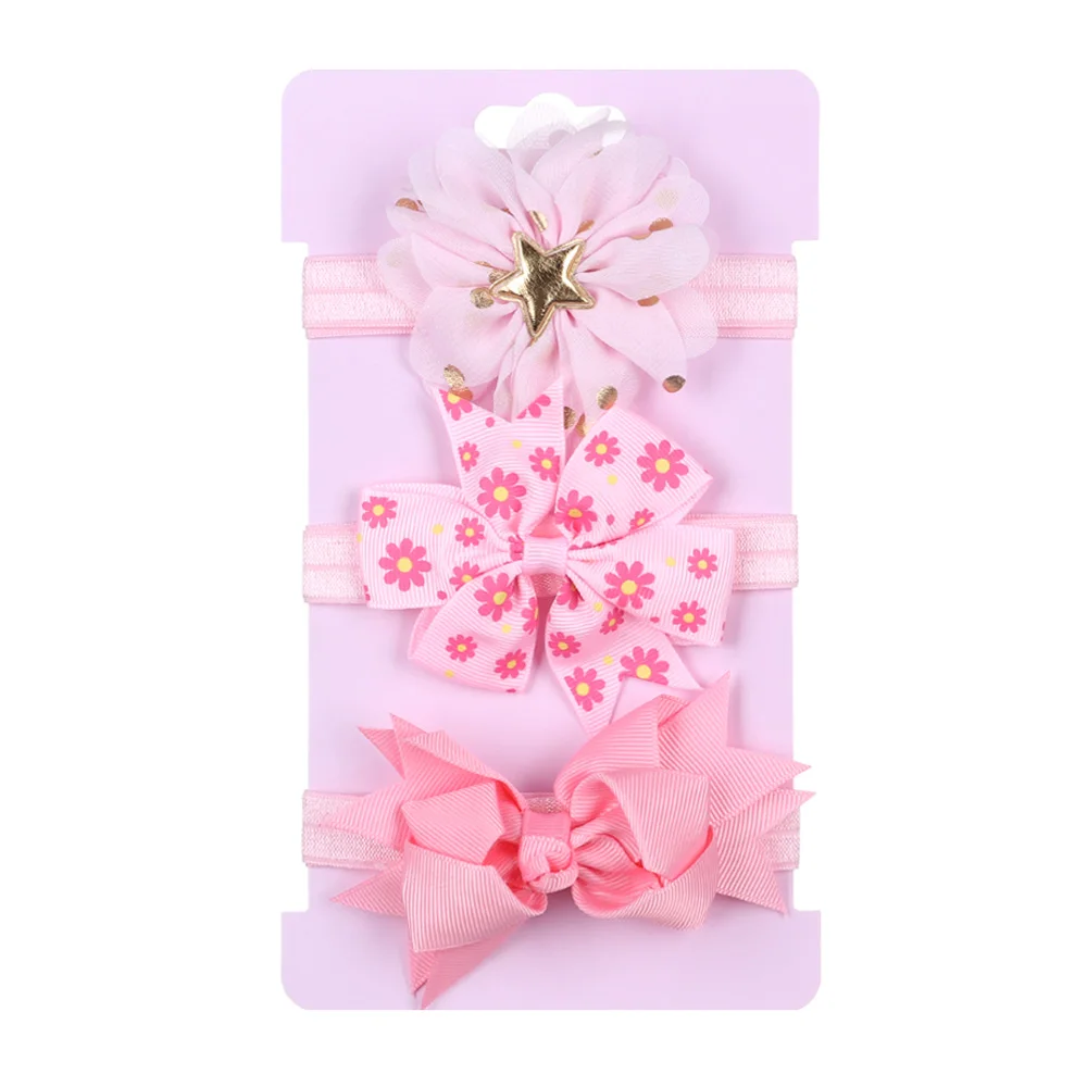 pink Gootrades 3 шт./компл. Новинка; детские брюки с эластичной резинкой; повязка на голову для девочек в смешанном стиле, в горошек, с узлом повязка с цветами с бантом аксессуары для волос в виде тюрбана - Цвет: pink
