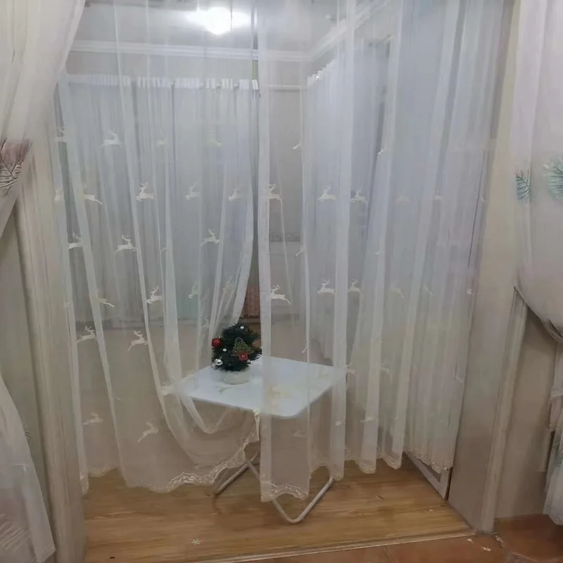 

Nordic Fly deer window screen for living room bedroom transparent tulle curtain ready made curtain custom white yarn