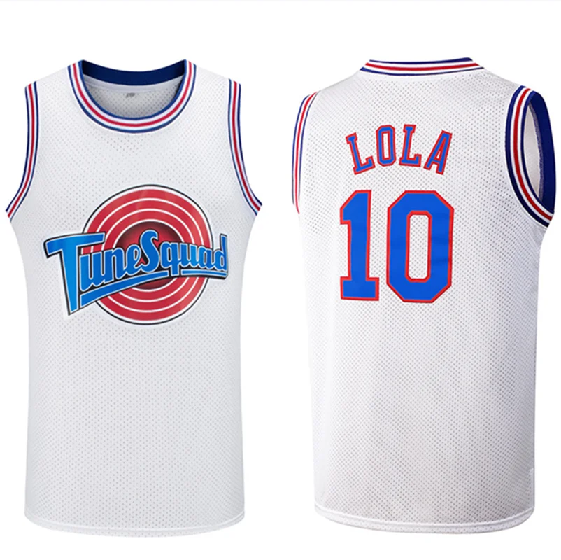 

Costume Space Jam LOLA 10# Movie Tune Squad Bunny Basketball Jersey Sports Air Slam Dunk Tops Embroidery