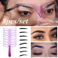 8pcs eyebrow shaper makeup template eyebrow grooming shaping stencil kit diy eyebrow template reusable 8 in1 eyebrow shaping
