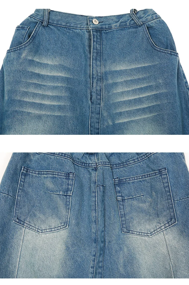 

SuperAen 2021 Spring Summer New Fashion Lbig Size Jeans Loose Washed Nine Points Harem Pants High Waisted Jeans