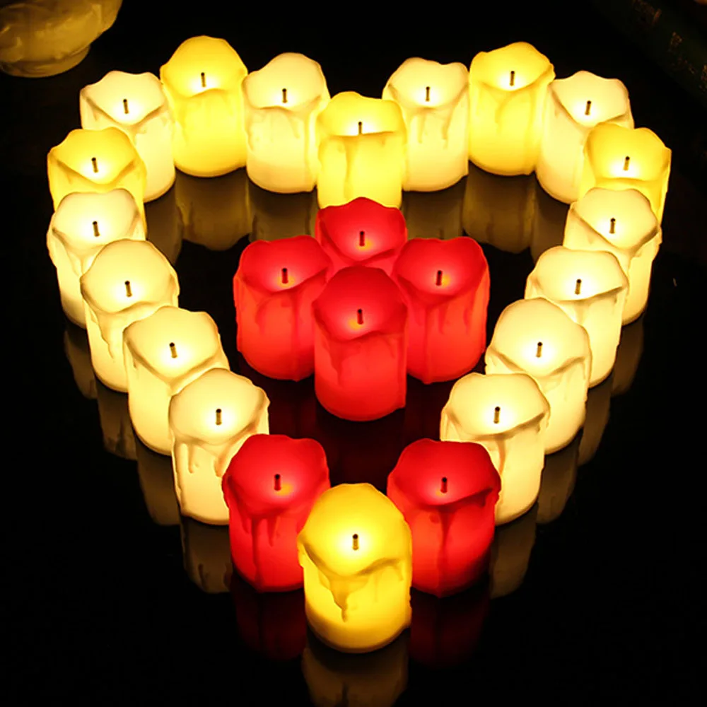 6PCS Electronic Candles Black core Flickering LED Tea Light Battery Operated Night Lamp Flameless Christmas Wedding Party Decors | Дом и сад