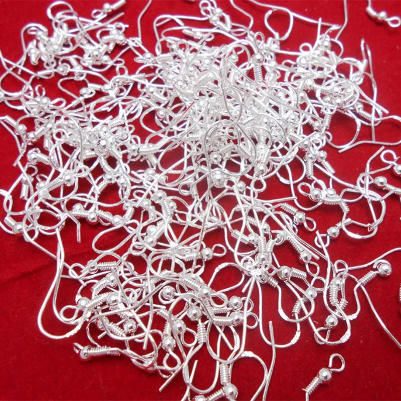 100 шт./партия 925 пробы серебро Цвет серьги крючки мяч ювелирных аксессуаров выводы