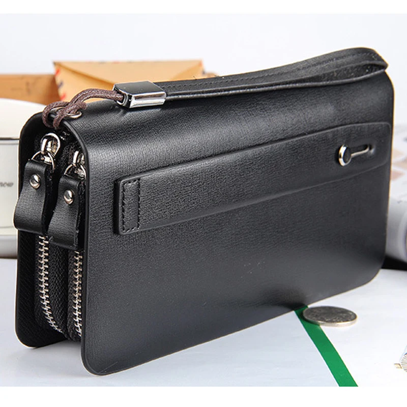 

Baellerry Designer Casual Double Zipper Handbag Long Clutch Purse Men Card Holder Multi-functional Wallets For Man Leather Male