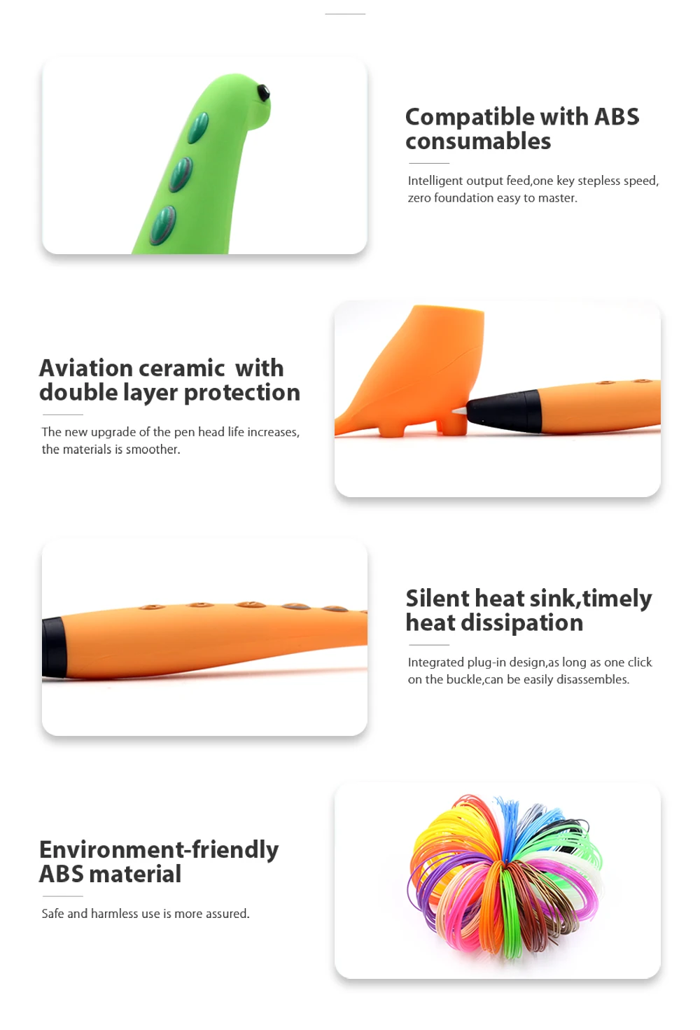 lihuachen 3D Pen for Kids Dinosaur STEM Toys 3D Printing Pen Mini Printer Drawing Painting Art Set with 2 Speeds Safe Sleep Mode