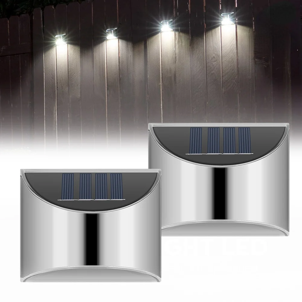 

LED Solar Light Wall Lamp Staircase Light Stainless Steel Material Light Control Always Bright Outdoor Waterproof Decorative