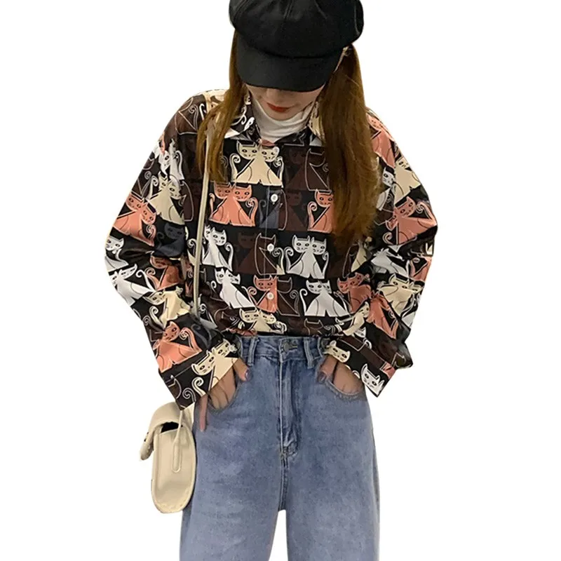 

Female Long Sleeve Women Blouses Loose Print Blouses Tops Spring Autumn Shirts