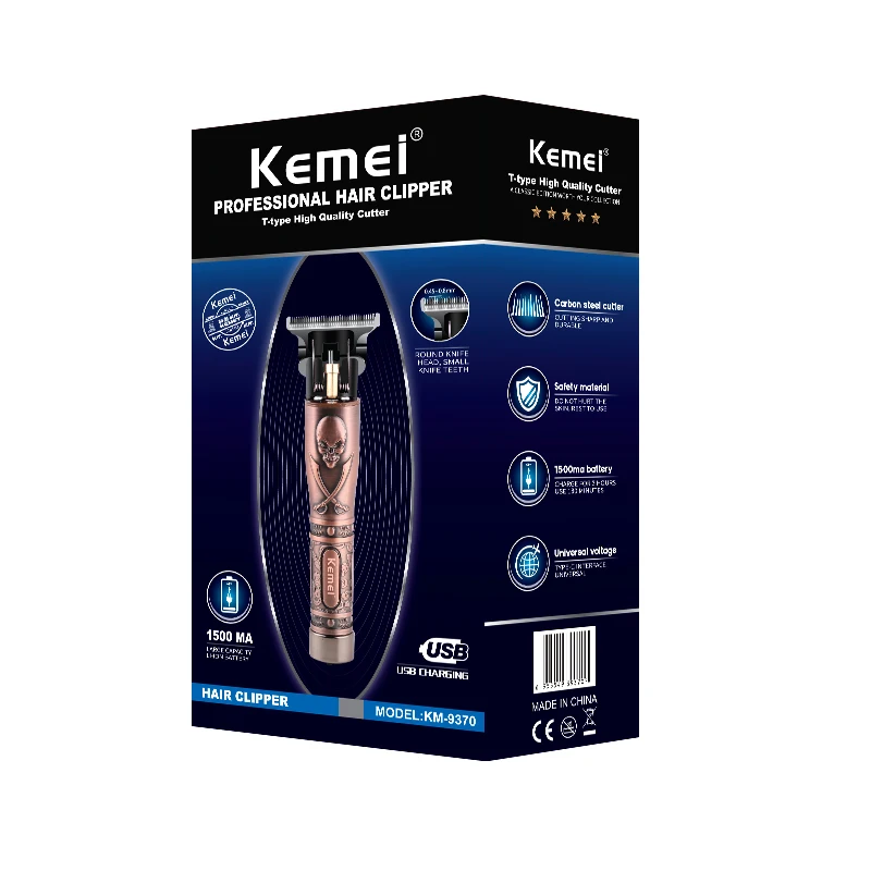 

Kemei T-Blade Cordless Hair Clipper for Men All Metal 0mm Baldheaded Hair Trimmer Beard Shaver Fast Charging