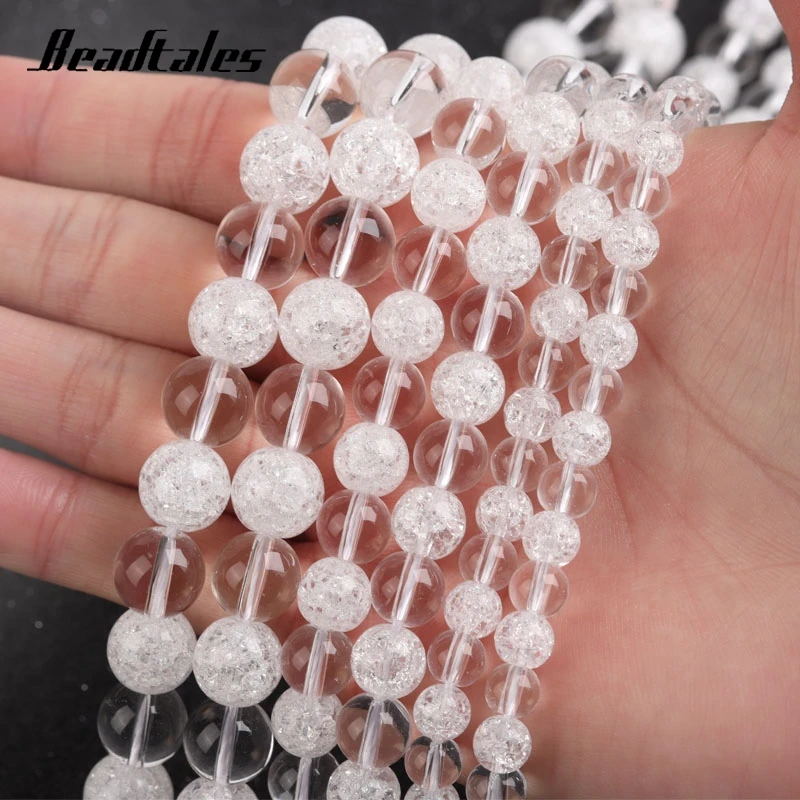 

Natural Stone White Crack Crystal Beads Round Loose Beads For Jewelry DIY Making Bracelet Accessories 15" 6/8/10mm Beadtales