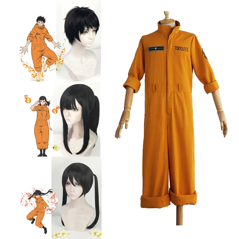 

Shinra Kusakabe Cosplay Costume Enn No Shouboutai Fire Force Jumpsuit Maki Oze Cosplay Wig Kotatsu Tamaki Fire Service