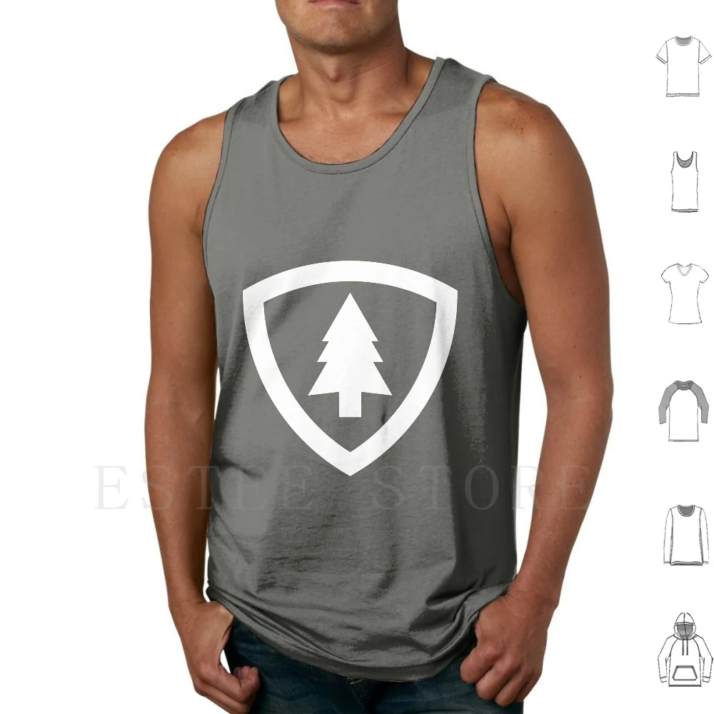 

Firewatch Tree Shield-White Tank Tops Vest Cotton Colour Designer Graphic Symbol Retro Clean Shapes Logo Logomark Cool Brand