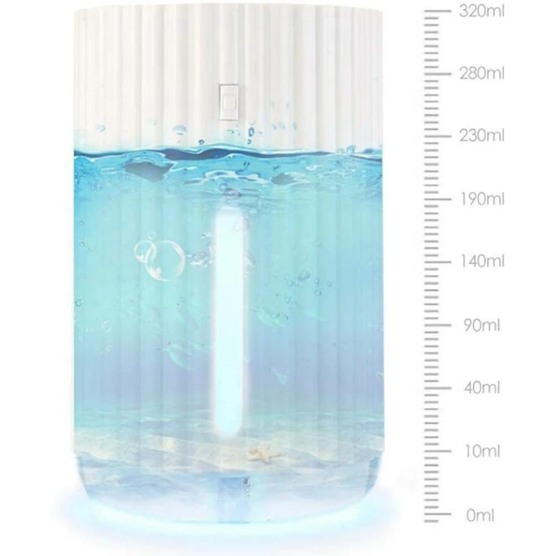

Cool Mist Humidifier with Two Working Spray Modes, 320Ml Portable USB Mini Humidifier 7 Color LED Night Light