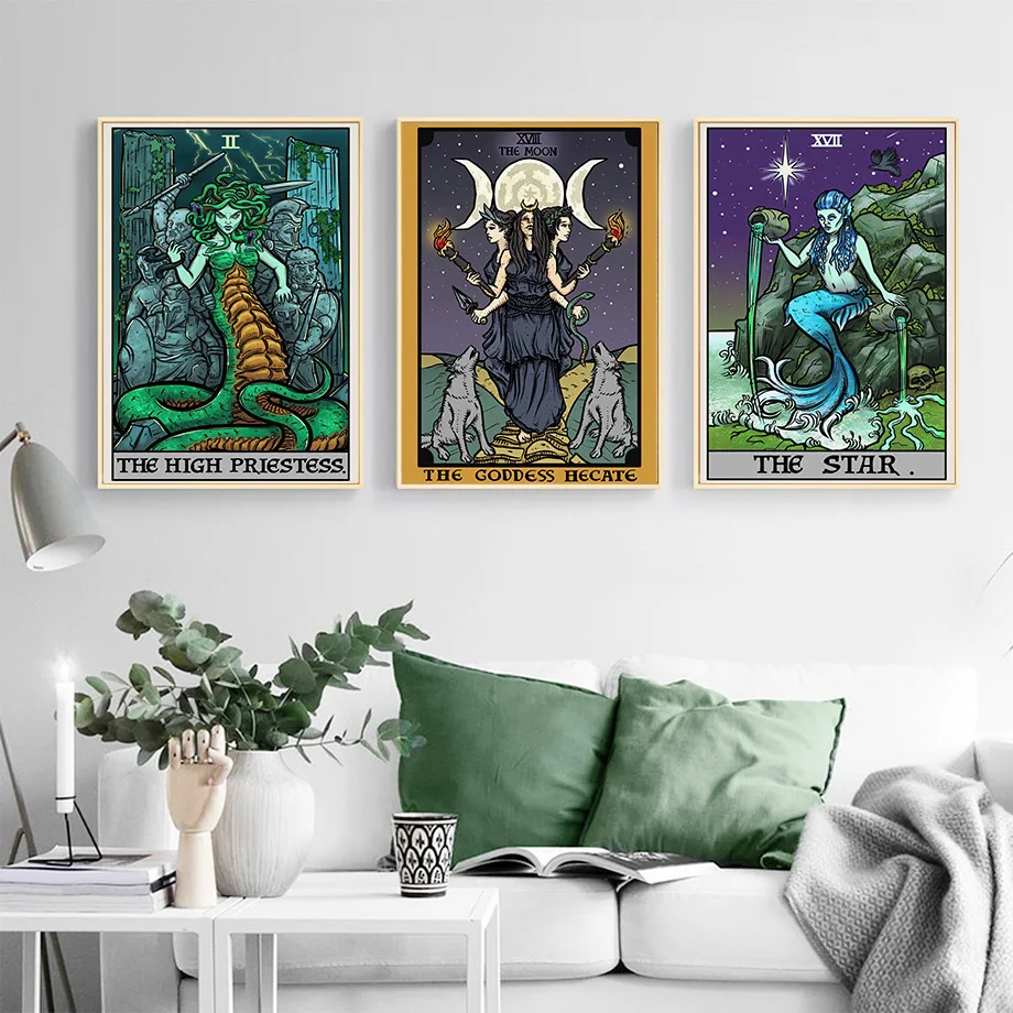 

Tarot Medusa Triple Moon Goddess Hecate Wall Art Canvas Painting Nordic Posters And Prints Wall Pictures For Living Room Decor