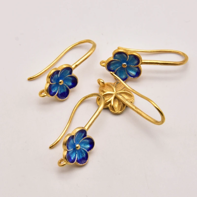 

1 Pair 27mm*12mm Cloisonne Style Plum Blossom Shape Earrings Ear Hooks Hook Up Making For Diy Jewelry Accessories JA0333