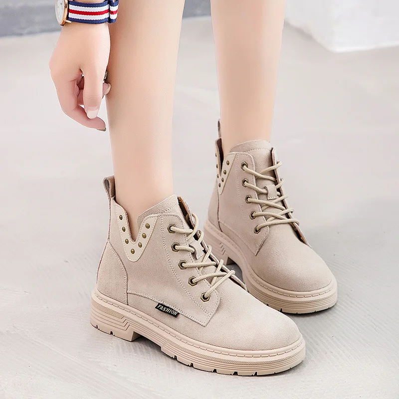 

Модные женские Ботинки Martin осень 2020 новые ботинки на платформе повседневные женские короткие ботинки с круглым носком