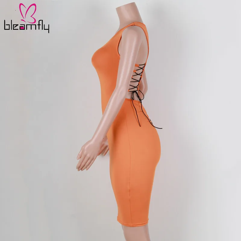 Сексуальное Бандажное облегающее платье средней длины с рюшами 2019 без рукавов