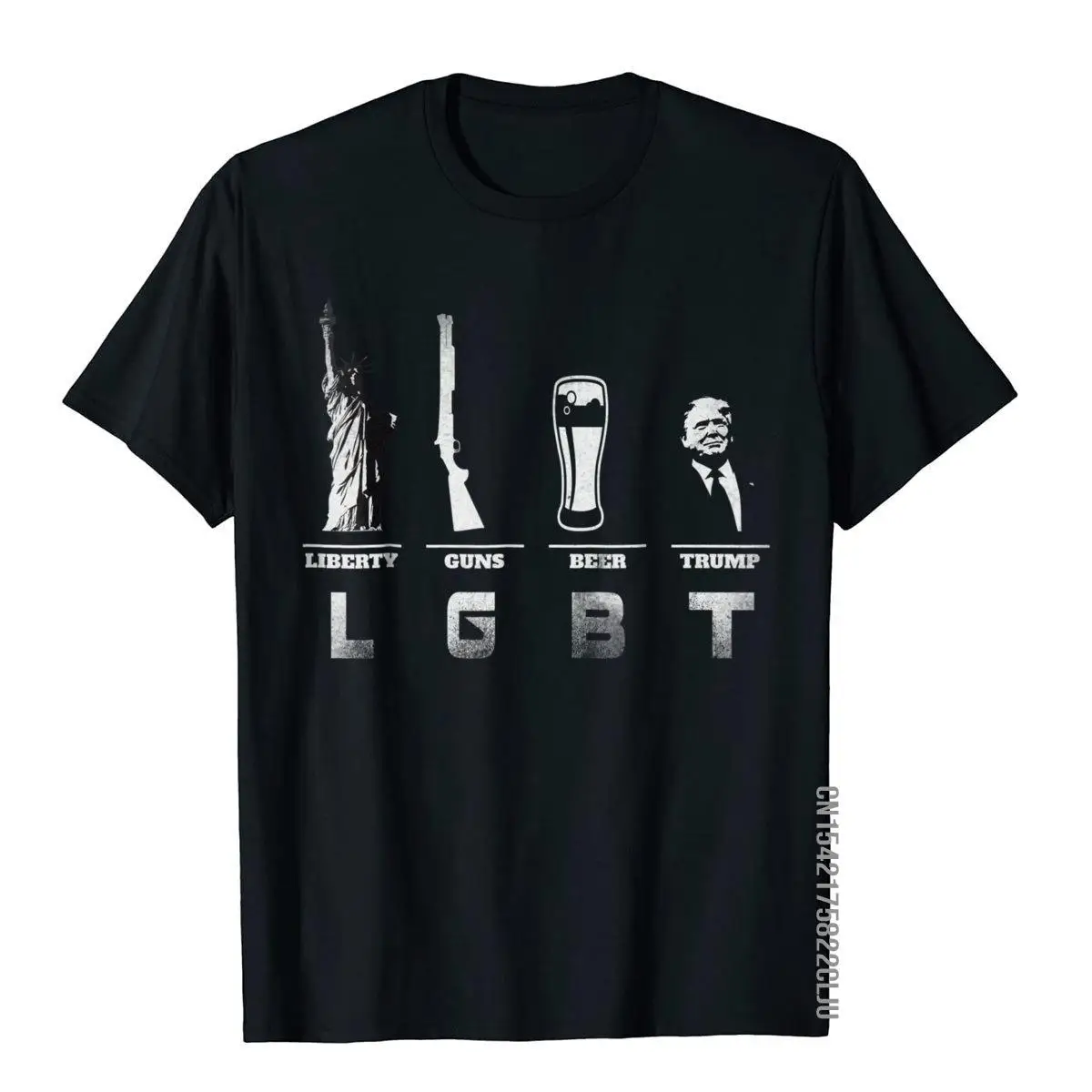 

Funny LGBT Parody Liberty Guns Beer Trump Support T-Shirt Brand New Hip Hop Top T-Shirts Cotton Tops Shirt For Men Party