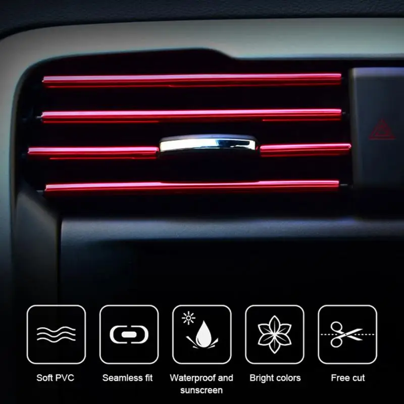 

10Pcs/set 20cm Universal Car Air Conditioner Outlet Decorative U Shape Moulding Trim Strips Decor Car Styling Accessories