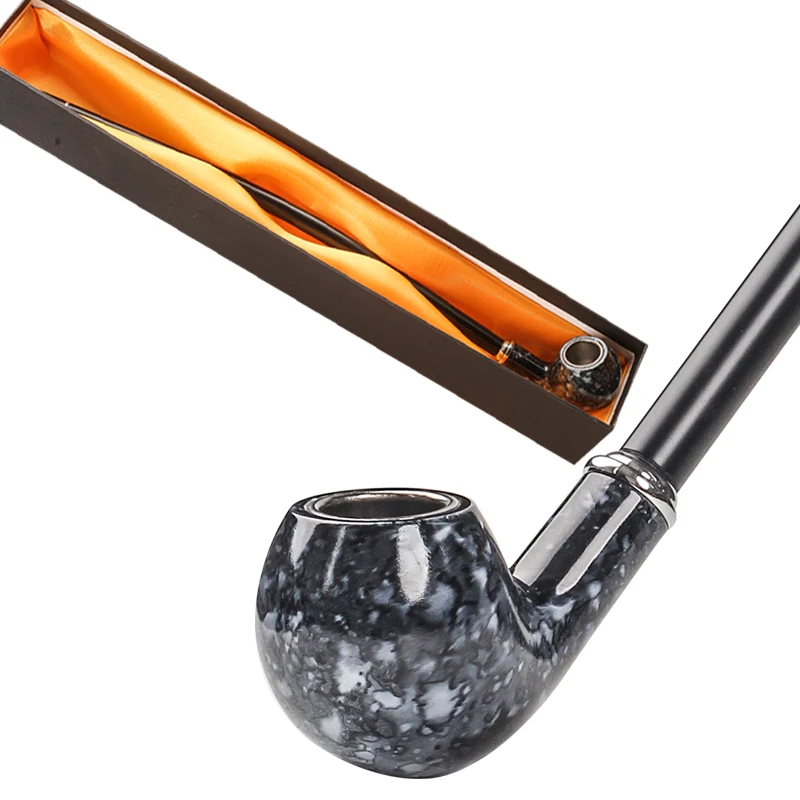 New 1set Smoking Pipe Set Long Black Churchwarden Tobacco Accessories Gadget for Men 40cm With 3Pipe Tools Gift Box H702 | Дом и сад