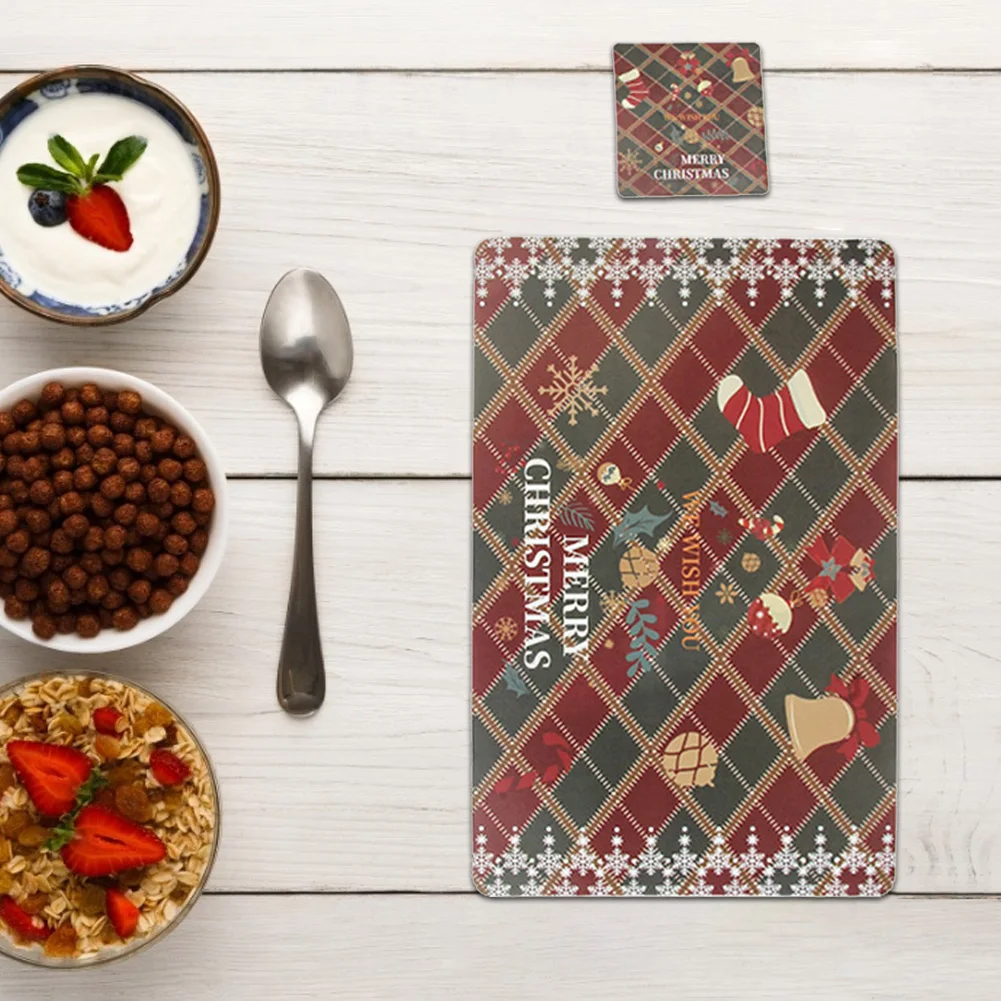 

Рождественская салфетка под приборы подставка для чашки, украшение для дома, кухни, обеденного стола, домашний стол, столовая посуда, коврик...