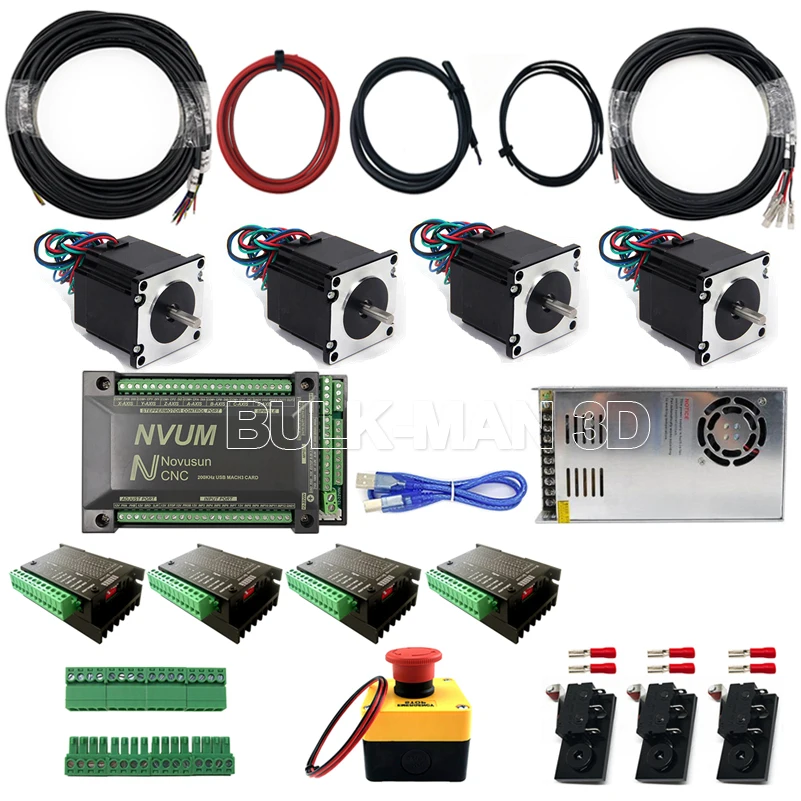 NVUM 4Axis Mach3 USB карта движения комплект с двигателем 2.45N.m для WorkBee CNC гравировальный