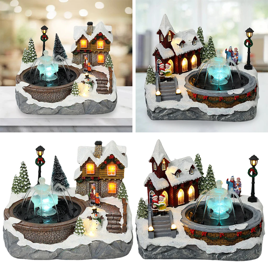 

Fairy House Snow House Xmas Outdoor Waterproof Garden Lawn Lamp Resin Pathway Decorations