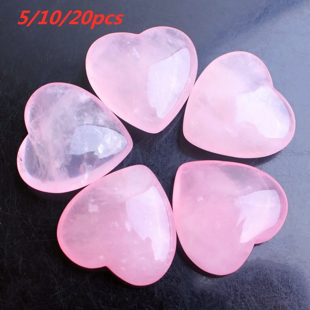5 шт натуральный кристалл сердце роза кварц кулон цветное ожерелье ручная работа