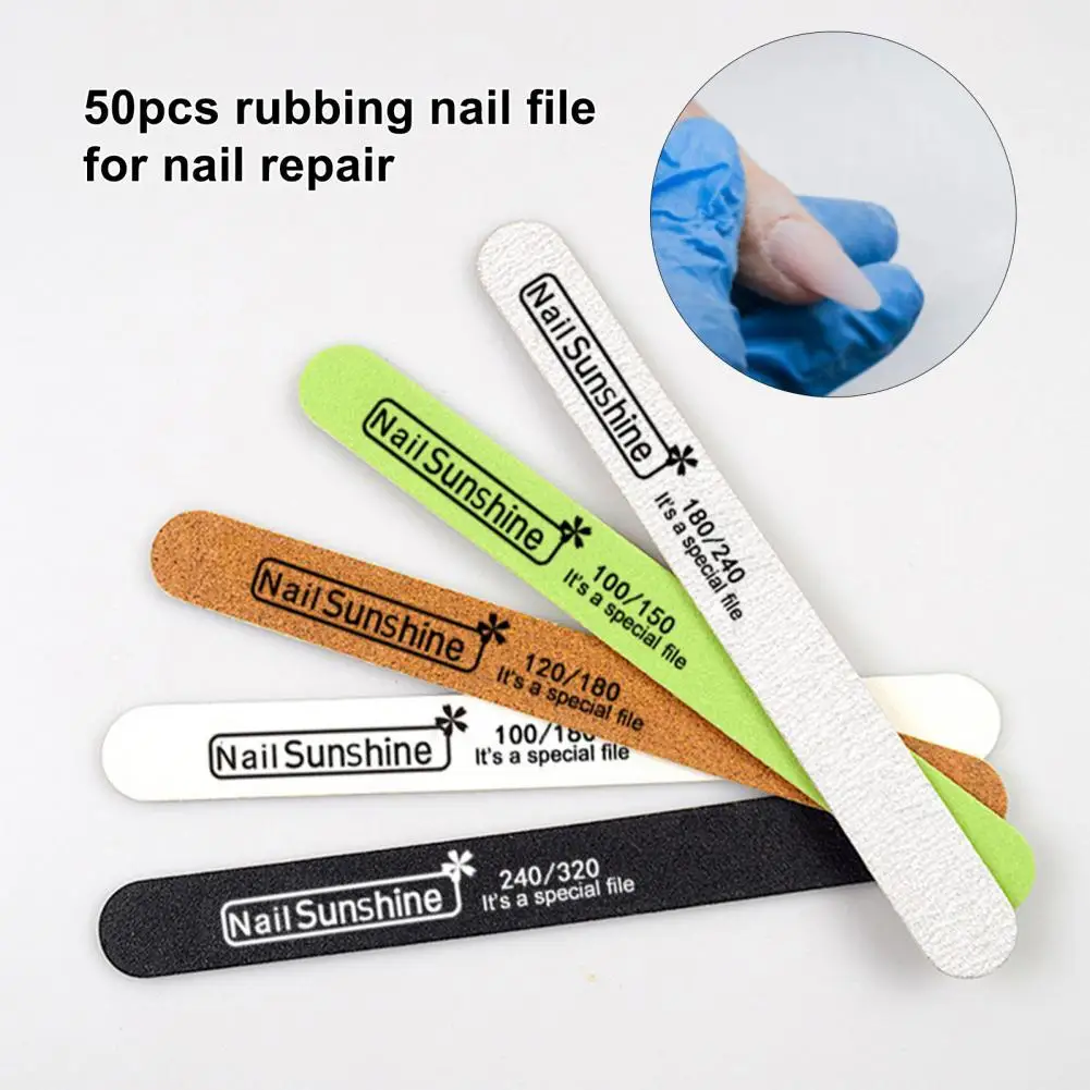 

50Pcs Nail File Smooth Nail Dual Sided Manicure Tools Natural Arylic False Gel Nail Nail File for Salon Manicure Polishing Tool
