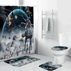 Звезда Alien Wars узор душ Шторы комплект коврики для ванной Водонепроницаемый Ванная комната Шторы комплекты для детей Противоскользящие коврики для туалета крышка коврик