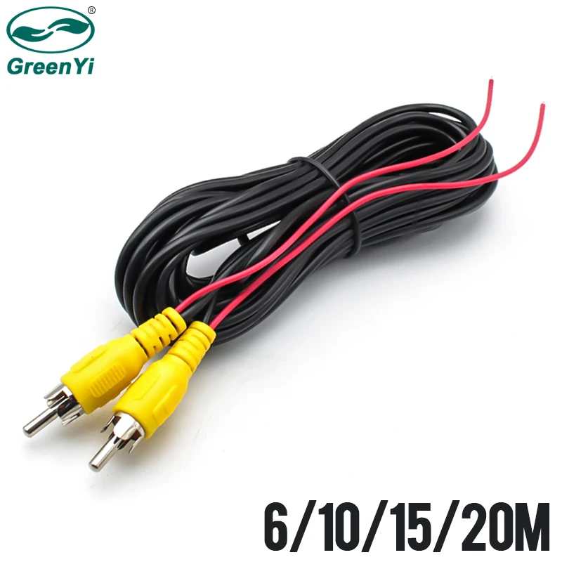 GreenYi AV RCA кабель 6 10 м 15 20 для заднего вида Камера с видео вспышка триггера провода