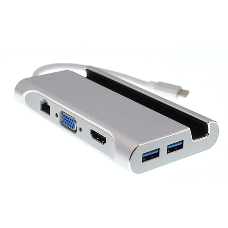 Type C7 в 1 док станция с HDMI + VGA гигабитный Ethernet порт 3 USB PD мобильный телефон