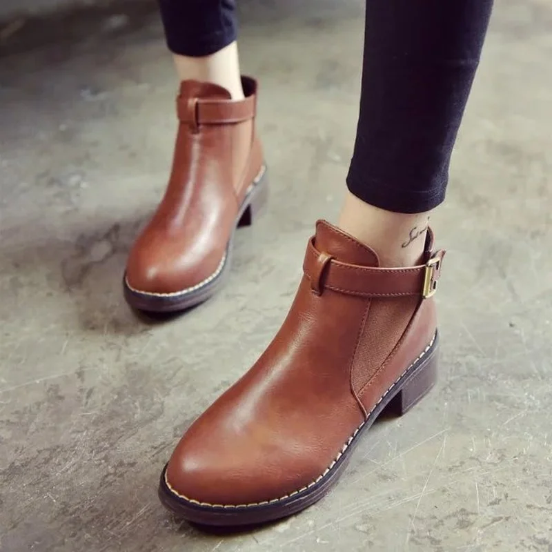 Новинка 2021 женские ботинки на массивном каблуке ботильоны со шнуровкой и Круглым