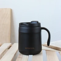 simplicity frosted stainless steel coffee cupwith lid office handle insulation mug household water bottle
