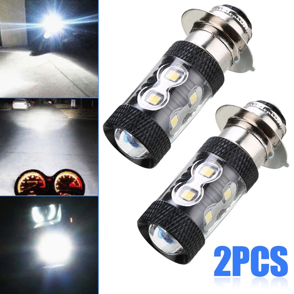 

2pcs 12V-24V Motorcycle LED Headlights H6/H6M/P15D 50W Headlamp with lens 3030 chips 1200LM Ice blue light 8000K for Fog lights