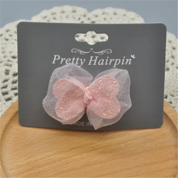han pink 40 шт./партия, Модный милый Блестящий бант, заколки для волос, милые прозрачные марлевые заколки для волос с бантом, аксессуары для волос принцессы - Цвет: han pink
