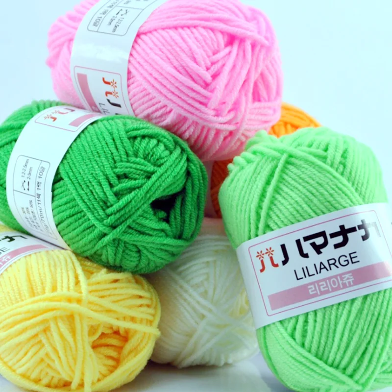 

1 Roll Lots Colors 4 Strands Of Milk Cotton Wool Baby Hand-Knitted Thread Sweater Doll DIY