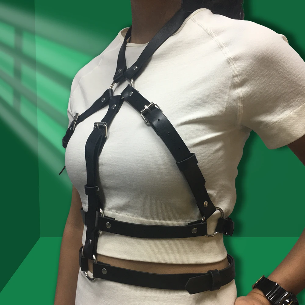 BAFEI Handmade Chest Cage Leather Harness Women Sexy Body Bondage Lingerie Erotic Gothic Garter Belt Fetish Hot Goth Crop Top
