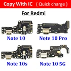 Новая плата USB-порта для зарядки, гибкий кабель, разъем, детали для Xiaomi Redmi Note 10, Note10 Pro, 10s, фотомикрофонный модуль