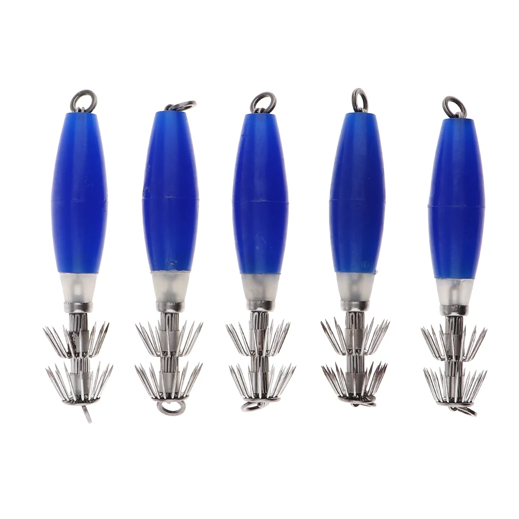 5 шт. светящиеся синие тела кальмара Джиги Морская Рыбалка приманки с Крючки