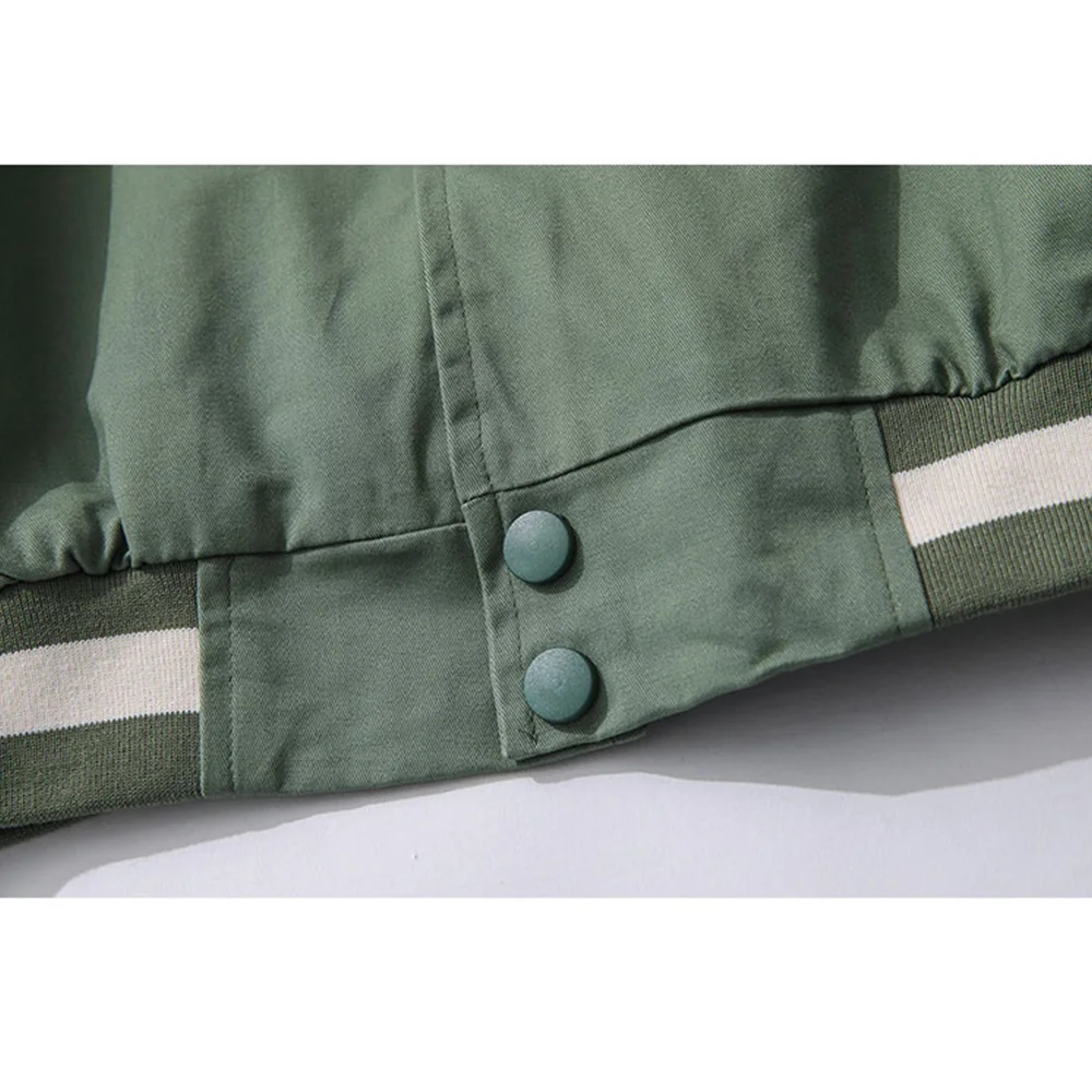 

Dark Icon Embroidery Baseball Jacket Men 2021 Autumn Twill Material Cotton Outerwear Men's Jacket Black Green