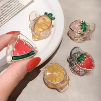 transparent women lovely fruit shape hair claws clip mini strawberry acrylic hairpins small catch clip sweet hair accessories