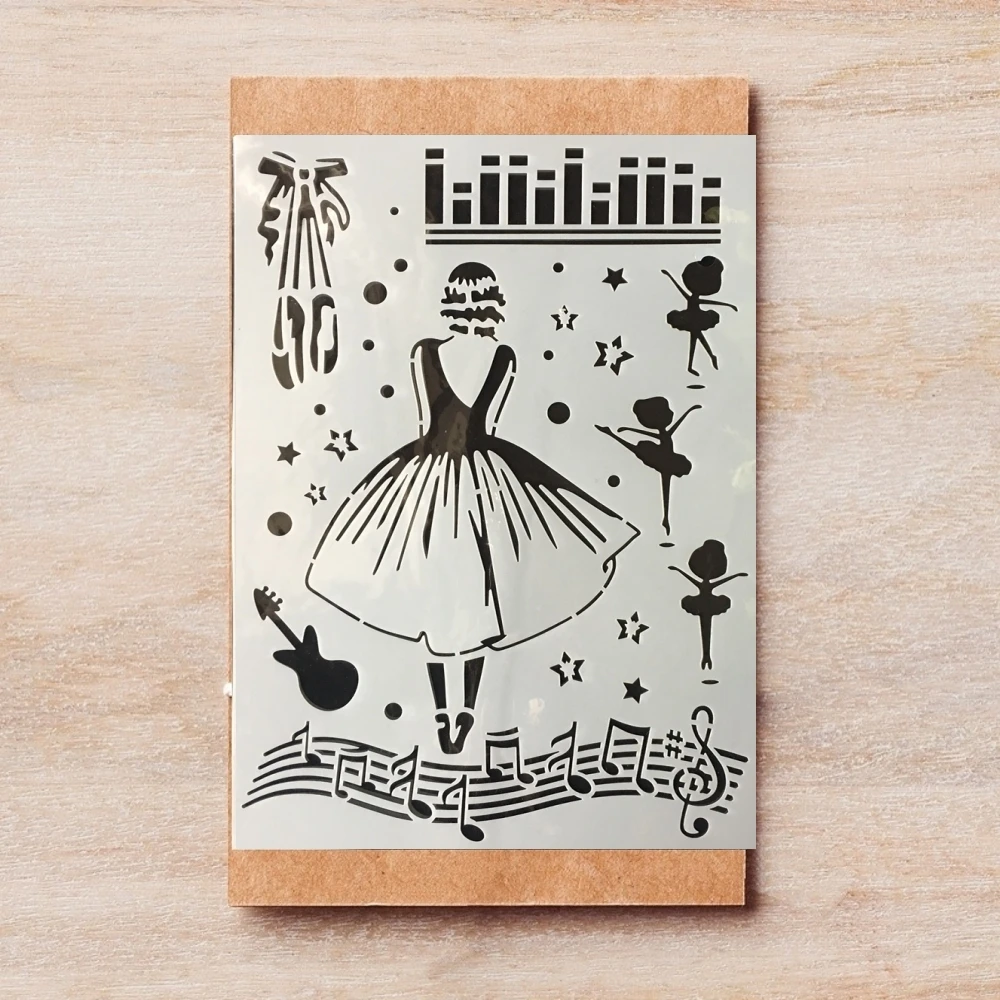 А4 одета Девушка Музыкальная Гитара DIY Многослойные трафареты раскраска для