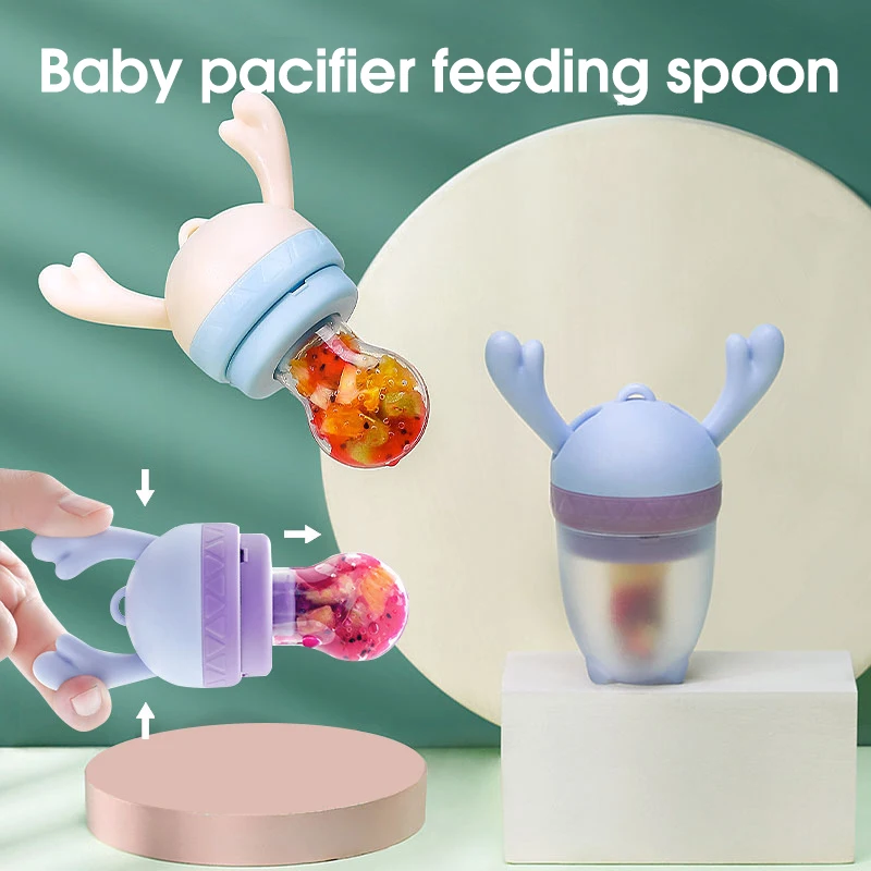 

Baby Goods Silicone Spoon Feeder Pushable Baby Pacifier Things For Newborn Babies Soother Pacifier Children's Tableware