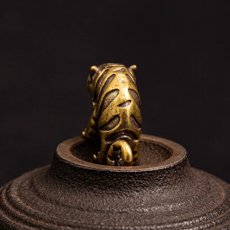 Новый дизайн медные большой рот Тигр король статуэтки Винтаж Зодиак из латуни