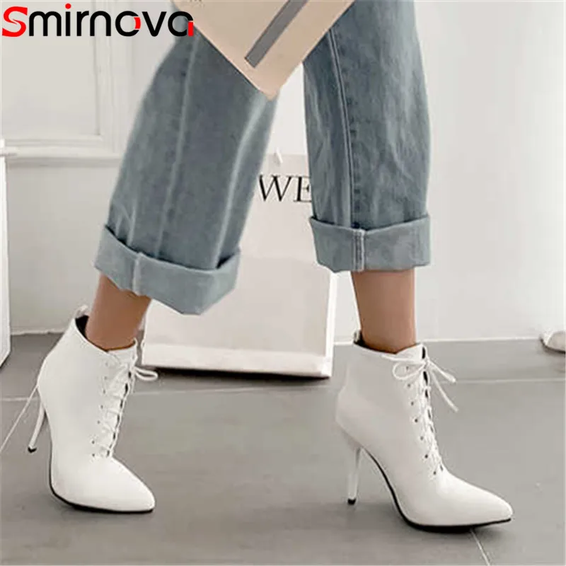 Женские ботильоны с острым носком Smirnova модные ботинки больших размеров 34 48 на